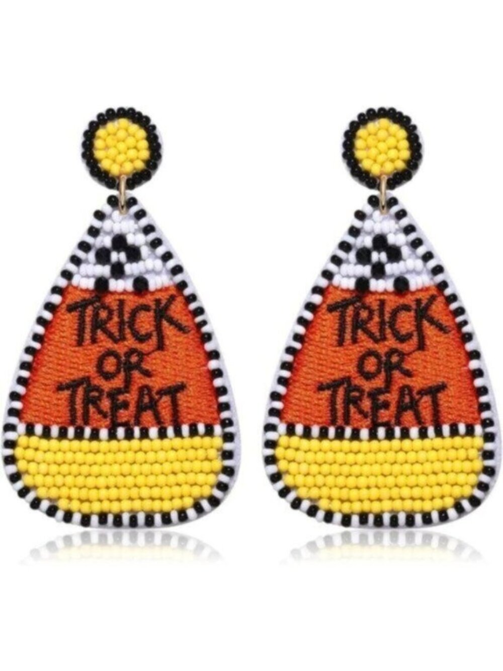 Halloween Beaded Candy Corn Earrings – Trick or Treat Dangle Studs